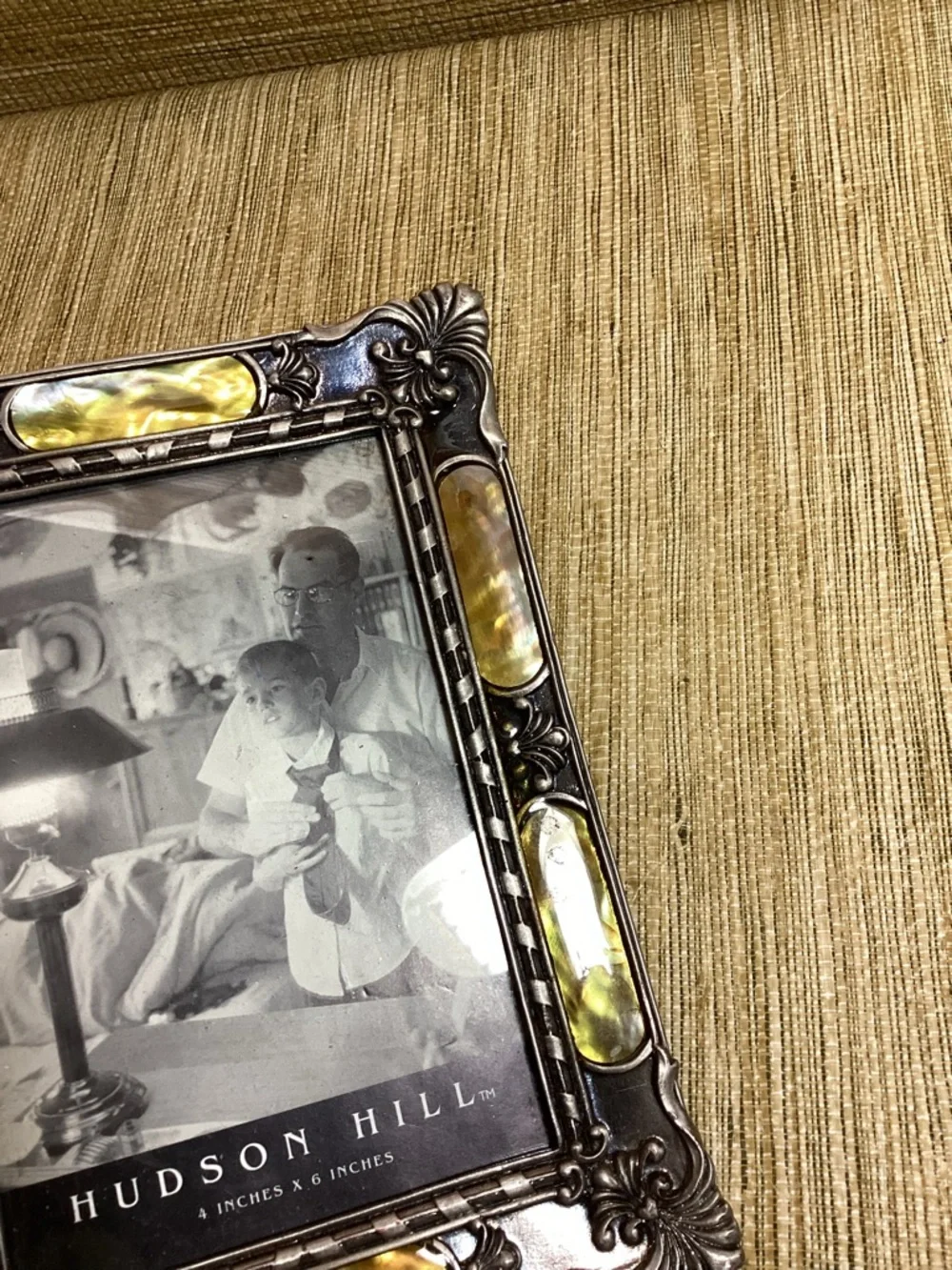 Hudson Hill Pewyer and Enamal Frame with Amber-Tone Insets Holds a 4x6